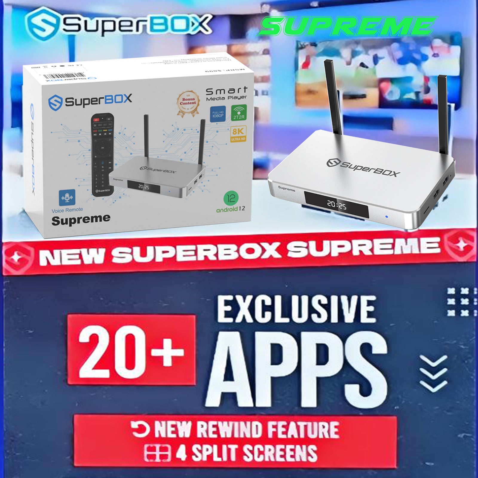 SuperBox Supreme Andorid TV Box 4GB RAM 128GB Latest Version 2025