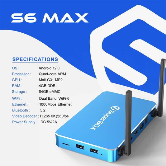 SuperBox S6 Max Andorid TV Box 4GB RAM 64GB ROM 2025