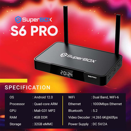 SuperBox S6 Pro Andriod TV Box 4GB RAM 32GB ROM 2025