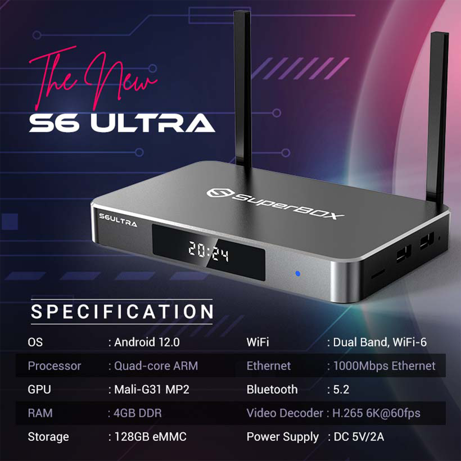 SuperBox S6 Ultra Andriod TV Box 4GB RAM 128GB ROM 2025