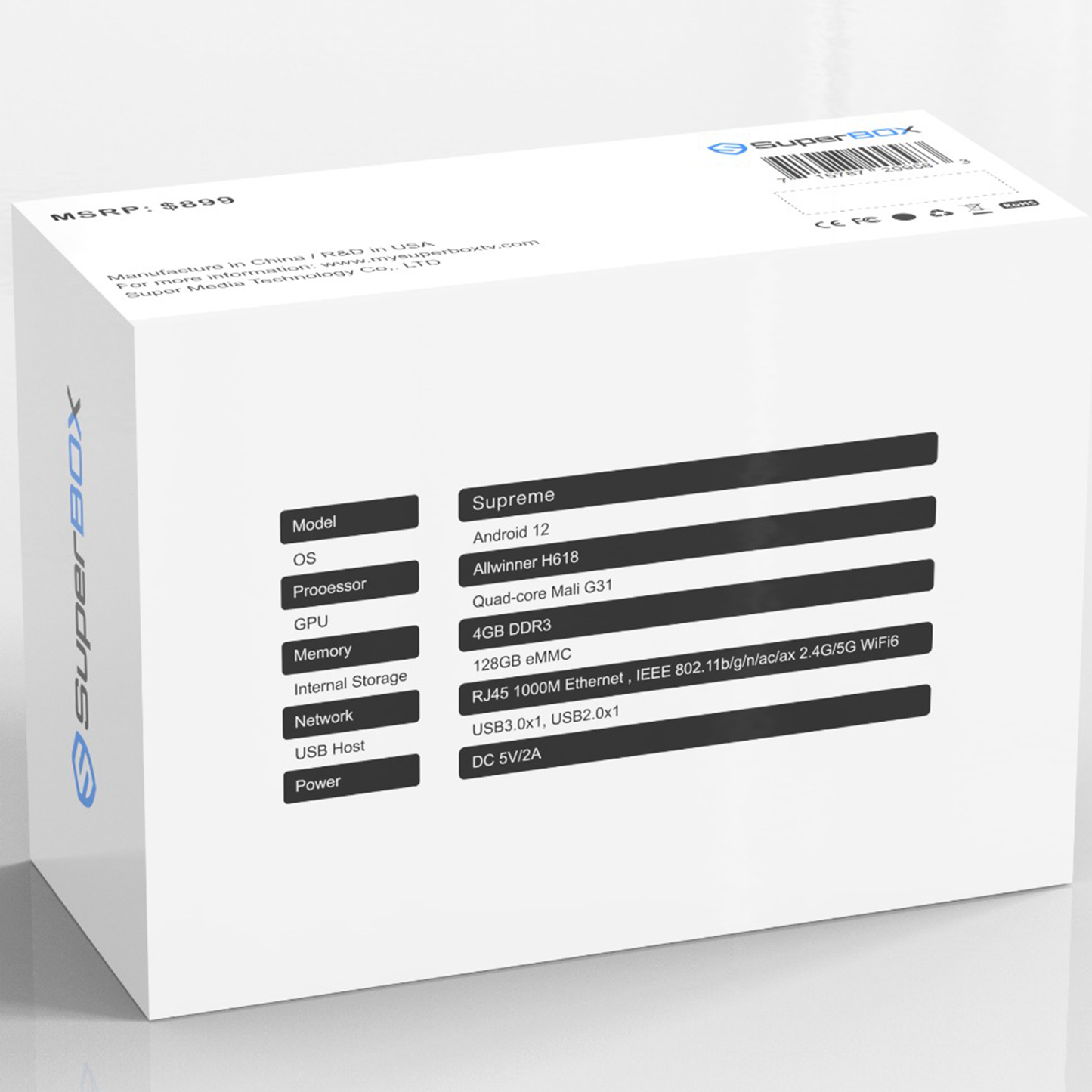 SuperBox Supreme Andorid TV Box 4GB RAM 128GB Latest Version 2025
