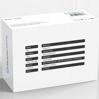 SuperBox Supreme Andorid TV Box 4GB RAM 128GB Latest Version 2025